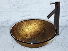 VIGO Liquid Gold Glass Vessel Sink and Dior Faucet Set