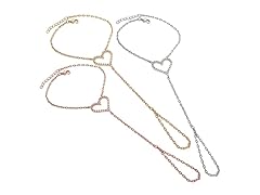 Rhodium Plated Heart Hand Chain- Pick Color