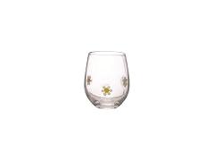 Creative Co-Op 16OZ Drinking Glass with Embedded Daisies
