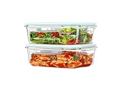 Vtopmart Green 2 Pack 50.7oz Glass Containers W/ Lids