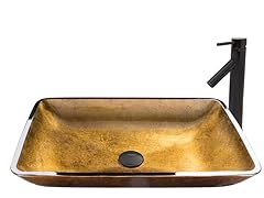VIGO Rectangular Copper Glass Vessel Sink and Dior Faucet Set