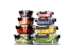 EATEX 16pc Glass Food Storage Containers with Lids
