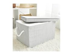 Suptinwear Large Storage Baskets with Lid for Shelves, Gey
