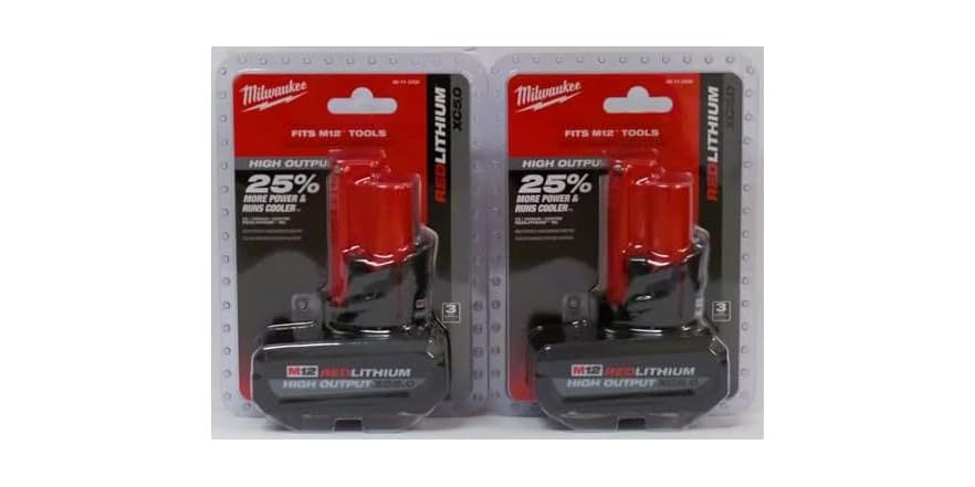 $107.99 | 2-Pack Milwaukee M12 REDLITHIUM HIGH OUTPUT XC5.0 Battery (48-11-2450) at Woot!