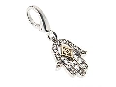 14Kt Gold, SS, Diamond Hamsa Charm