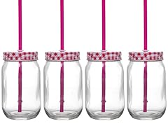 4Pc 15oz Mason Jars w/Matching Straws