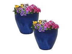Sunnydaze Round Resort Ceramic Planter - Set of 2
