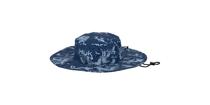 HUK Men's Wide Brim Boonie Fishing Hat - Sun Protection With Adjustable Chin Strap, Quick-Dry Polyester