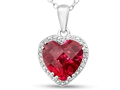 5 1/2ct Created Ruby & Diamond Heart Necklace