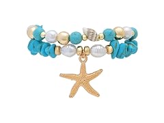 Stretch Beaded Bracelet Stack with Starfish Charm