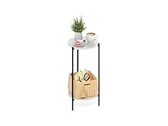 Furinno Besi 2-Tier Modern Tall Round End Table