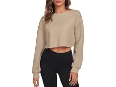 FKEEP Women (L) Cropped Sweatshirts Tops Apricot