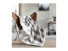 Eddie Bauer Plaid Grey Throw Blanket