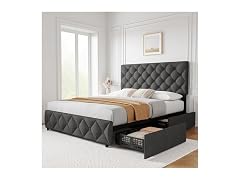 GAOMON Queen Bed 4 Drawers Headboard