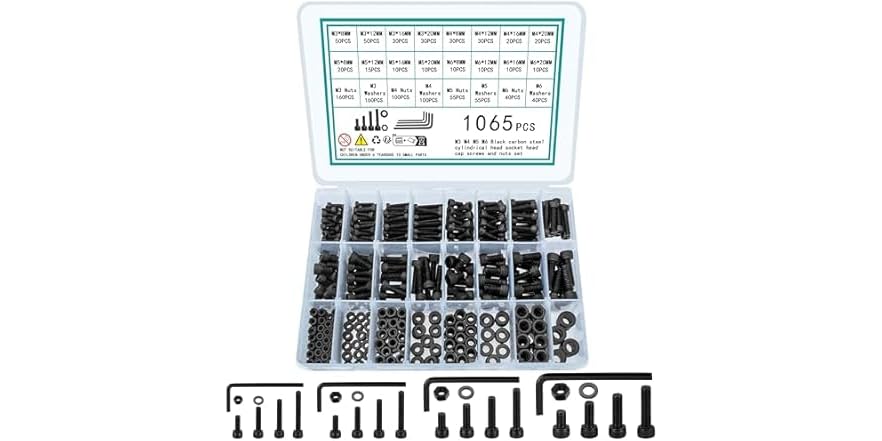 1065 Pcs M3 M4 M5 M6 Screws and Nuts