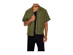 Forever 21 Men (L) Textured Cropped Shirt