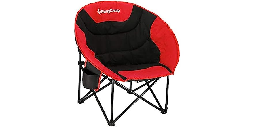 OUTDOOR LIVING SUNTIME Moon Saucer Folding Chair - Oversized Padded, Gray, 250lb Capacity