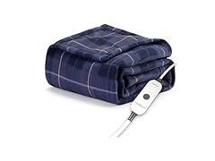 Sunbeam Royal Blue Plaid Heated Blanket
