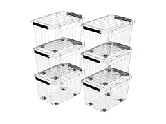 Cetomo 40Qt Plastic Storage Bins, Pack of 6