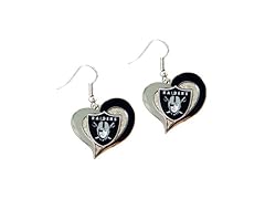 Oakland Raiders Swirl Heart Earrings