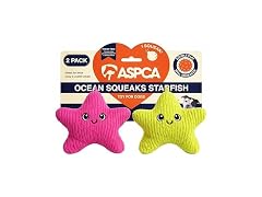 ASPCA 2 Pack Plush Dog Toy with Squeaker Starfish