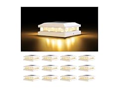 Brightever Solar Post Cap Lights Outdoor 12-Pack White