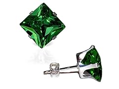 CZ Square Emerald Earrings