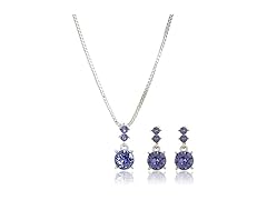 Nine West Women Purple Necklace Earrings Set