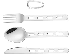 3 Pieces set Stainless Steel Camping Utensils Kit