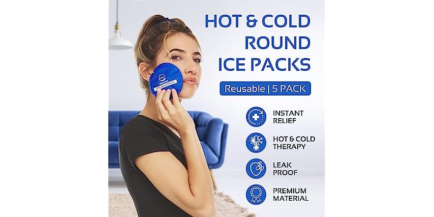 AllSett Health Reusable Round Hot and Cold Gel Ice Packs for Injuries
