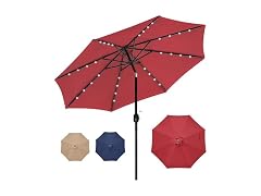 HealSmart 9' Solar Umbrella 32 LED, Red