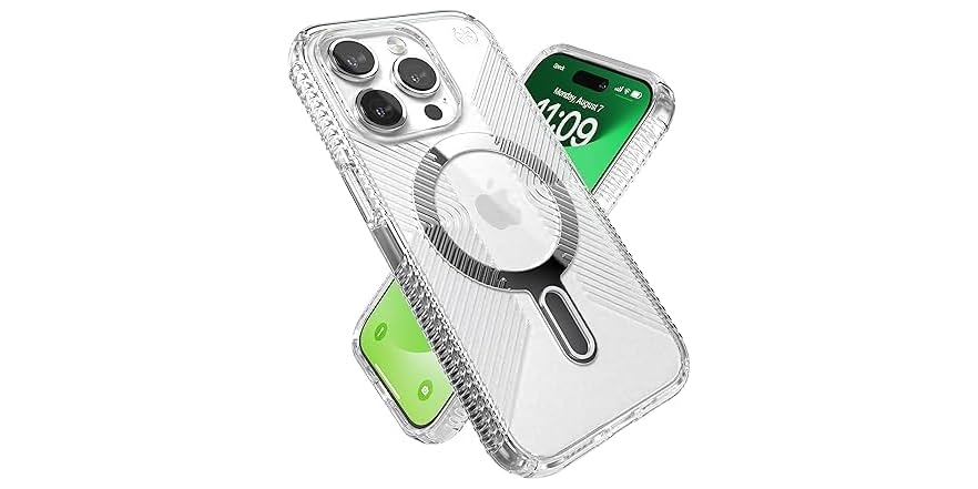 Speck Clear IPhone 15 Pro Max Case - ClickLock No-Slip Interlock, Built For MagSafe, Drop Protection - Scratch Resistant, Anti-Yellowing, 6.7 Inch