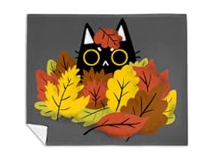 "Cat in Leaves" Mink Fleece Blanket