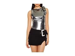 Forever 21 Women (S) Sleeveless Metallic Bow Top