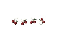 4-Piece Round Handmade Glass Beaded Cherry Napkin Rings