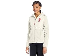 USPA Jrs Hooded Polar Fleece Jacket, Oat