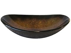 Copper and Black Glass Oval Vessel Sinks