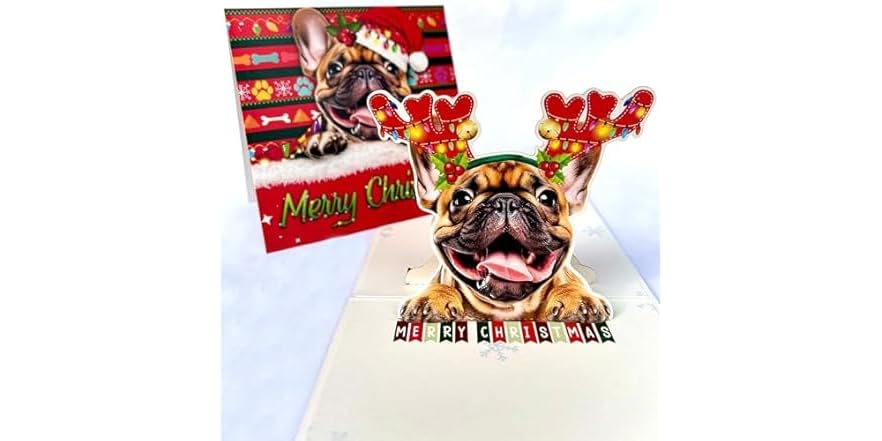 French Bulldog Christmas Pop Up Card