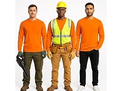 6Pk Mens Safety Orange L/S Shirts