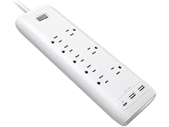 Clear Power 8-Outlet 2160J Surge Protector Power Strip