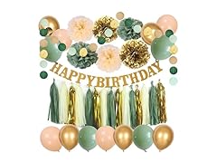 Sage Green Gold Cream Party Decor Set