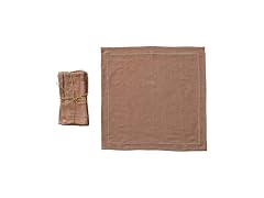 Bloomingville Linen Blend Napkins with Embroidered Boarder, Orange
