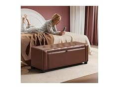 Storage Ottoman Bench, Upholstered