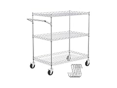 Kitchen Utility Cart, 3 Tiers, Wire Rolling Cart