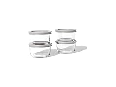 8-Piece Glass Food Storage Containers Set Grey
