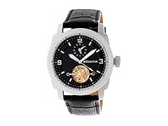 Heritor Automatic Helmsley Semi-Skeleton Leather-Band Watch