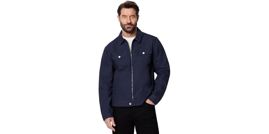 Amazon Essentials Men's Cotton Canvas Zip-Front Trucker Jacket for $15 + free shipping w/ Prime