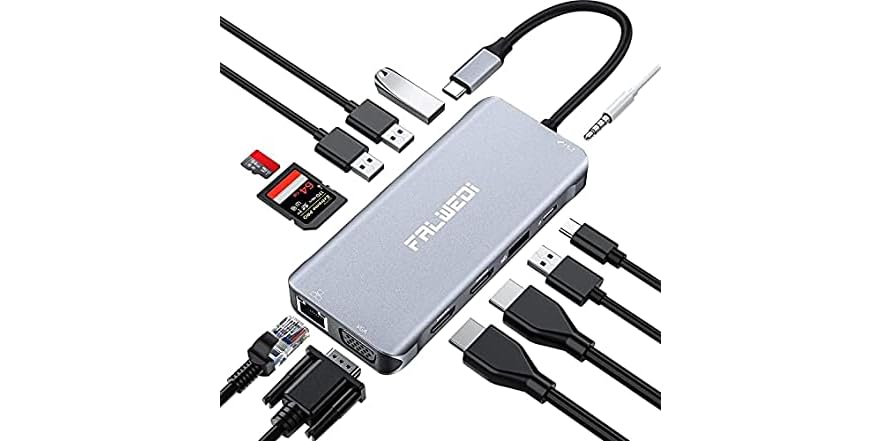 Falwedi Triple Display 12 in 1 USB C Hub (Open Box)
