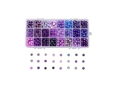 Pandahall Purple Mixed Style Round Glass Beads 24 Colors