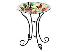 Butterflies with Flowers Bird Bath with Stand